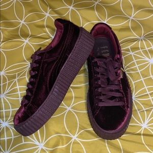Like New Burgundy velour puma Fenty sneakers
